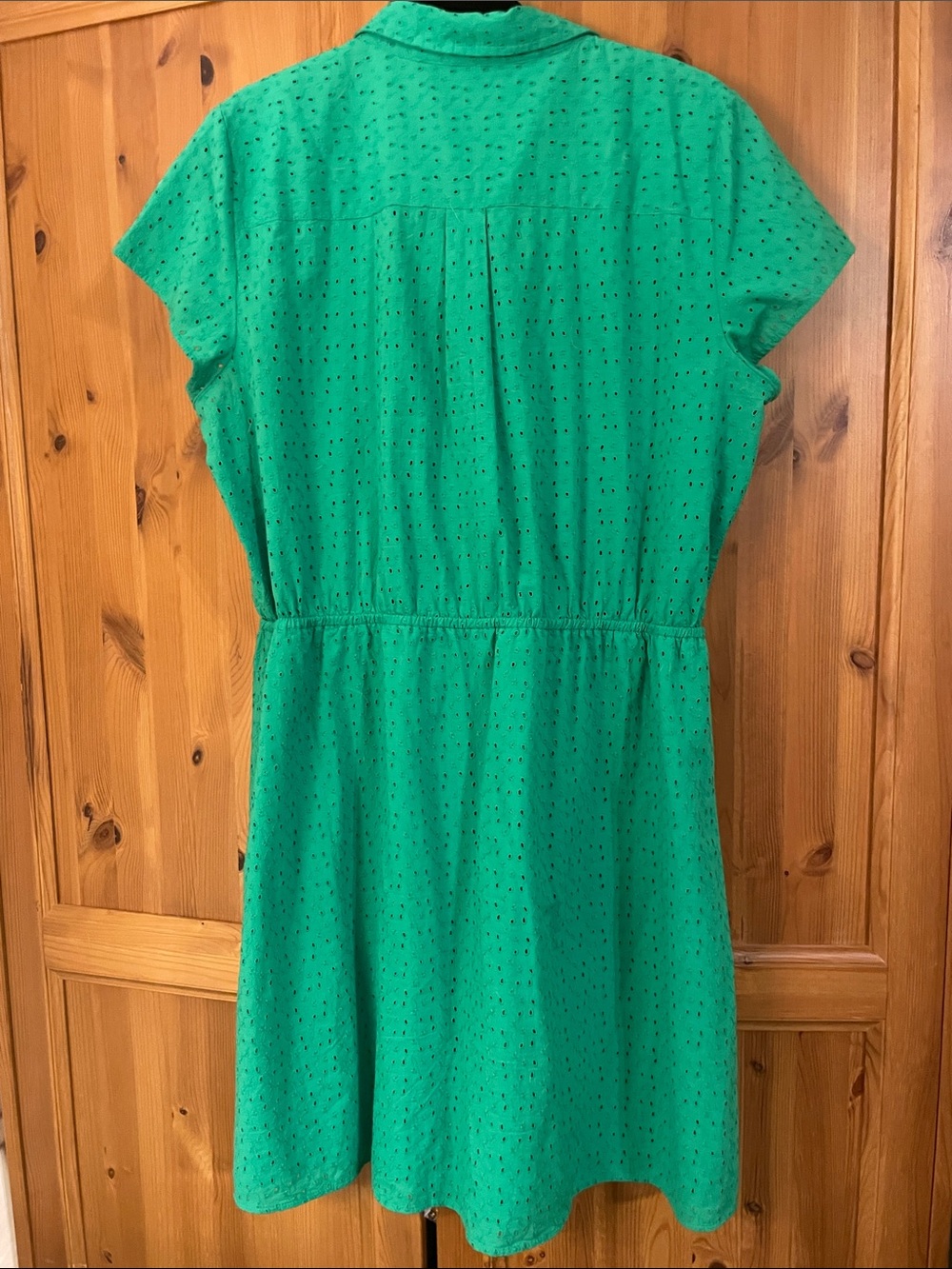 J. Crew Green Eyelet Tie-Waist Shirt Dress - Picture 4 of 6